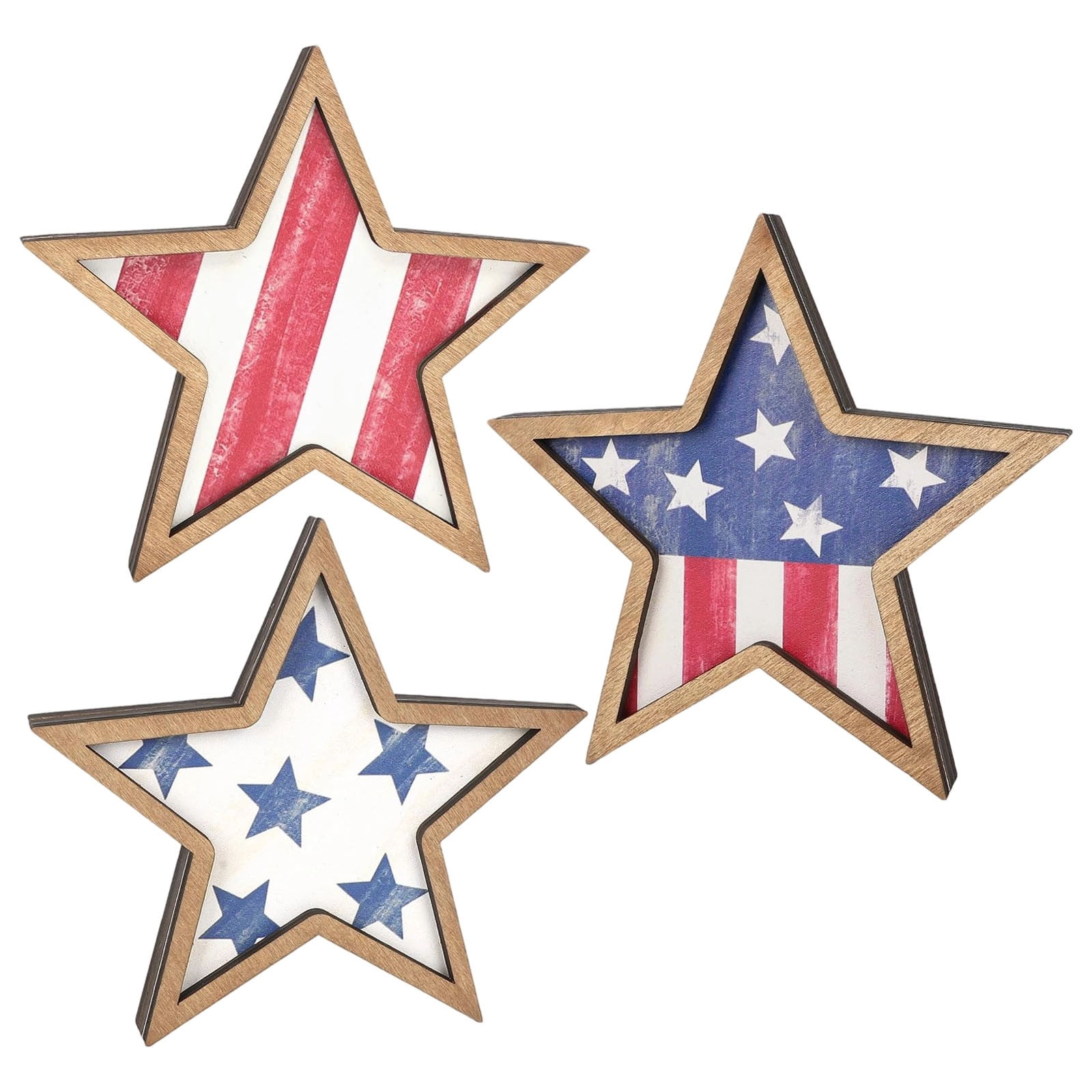 Patriotic Memorial Day Star Decor Set of 3,4th of July Decorations ...