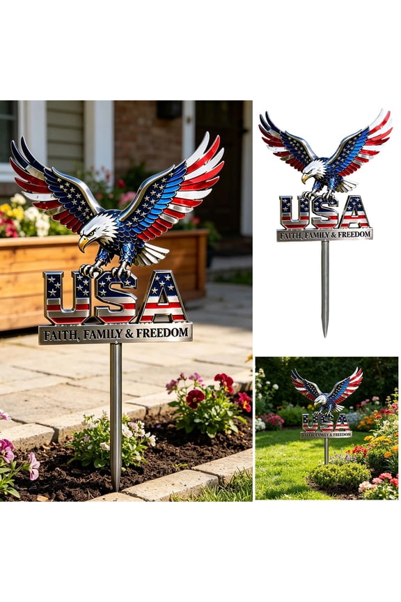 Patriotic Memorial Ground Stake, Classic Holiday Commemorative Element Stable Ground Insert Design, Yard Decorative Insert, Commemorative Statue for Garden Lawn Outdoor Holiday Scene Layout
