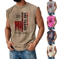 thumbnail image 1 of Patriotic Men's Sleeveless Tee with 250 Years Freedom Graphic and Classic American Flag Design Featuring Vintage Distressed Look Crew Neck Cut Dark Gray XXL, 1 of 4