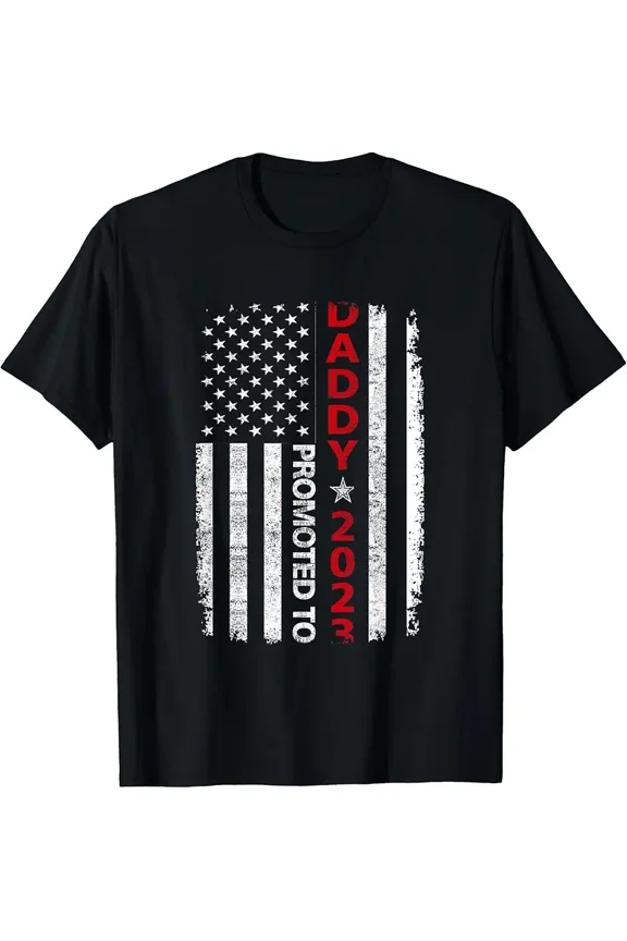 Patriotic Mens Promoted To Daddy Est 2023 First Time Dad T-Shirt