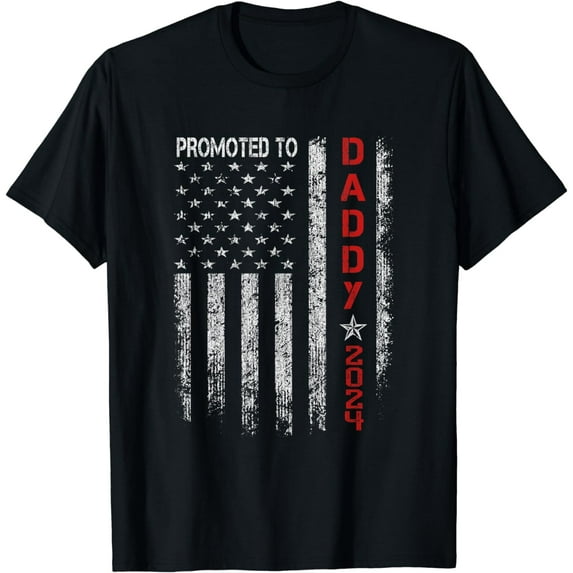 Patriotic Mens Promoted To Daddy Est 2024 First Time Dad T-Shirt