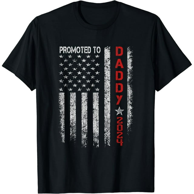 Patriotic Mens Promoted To Daddy Est 2024 First Time Dad T-Shirt ...