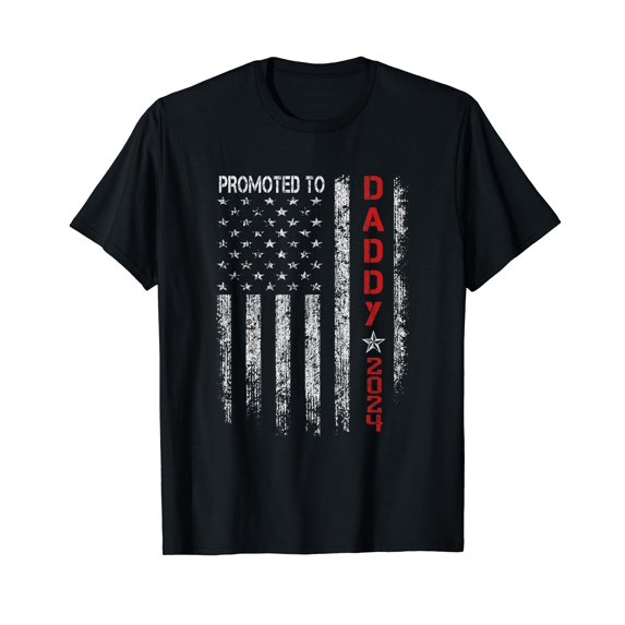 Patriotic Mens Promoted To Daddy Est 2024 First Time Dad T-Shirt