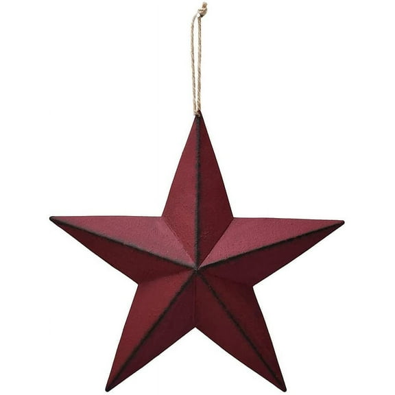 Patriotic Metal Barn Star Hanging Wall Decor Distressed Country Barn Star Texas Star Decor Outdoor Indoor Decor (1, Red)