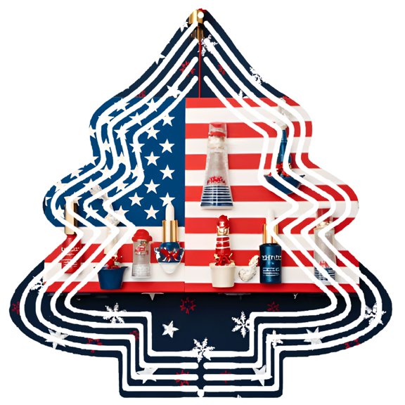 Patriotic Metal Hanging Christmas Tree Wind Spinner - Festive Garden Decoration with American Flag Pattern for Yard & Garden