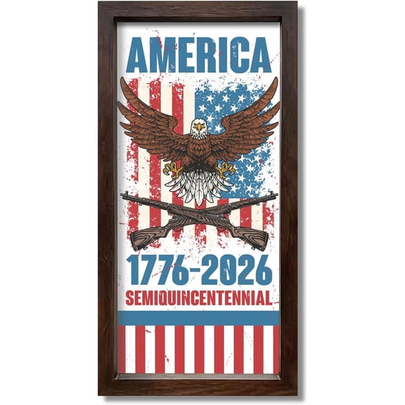 Patriotic Metal Sign, America Sign Home Decro, Printed Wall Art Signs, American Eagle Flag Rustic Plaque for 250th Anniversary Fourth of July Independence Day Home Decor