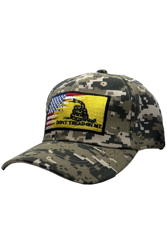 Patriotic Military Baseball Cap: American & Gadsden Flags Embroidery, Adjustable Strap, Multiple Colors Available