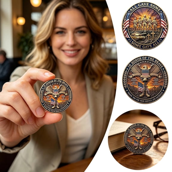 Patriotic Military Challenge, All Gave Some Some Gave All Tribute Souvenir with Flag, Commemorative Gift for Veterans Service Members, Honor Sacrifice Memorial Keepsake for Military Remembrance