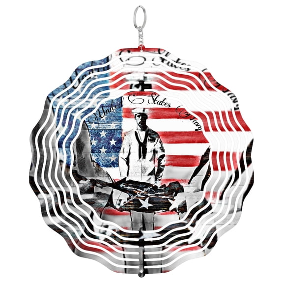 Patriotic Military Sailor 3D Wind Spinner, Navy Style Hanging Ornament, 4th Of July Garden Decor, Veteran Gift