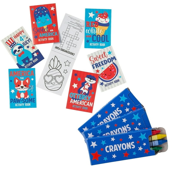 Patriotic Mini Activity Book & Crayons Assortment May Vary