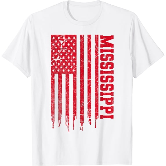 Patriotic Mississippi MS USA Flag Pride Vintage Mississippi T-Shirt