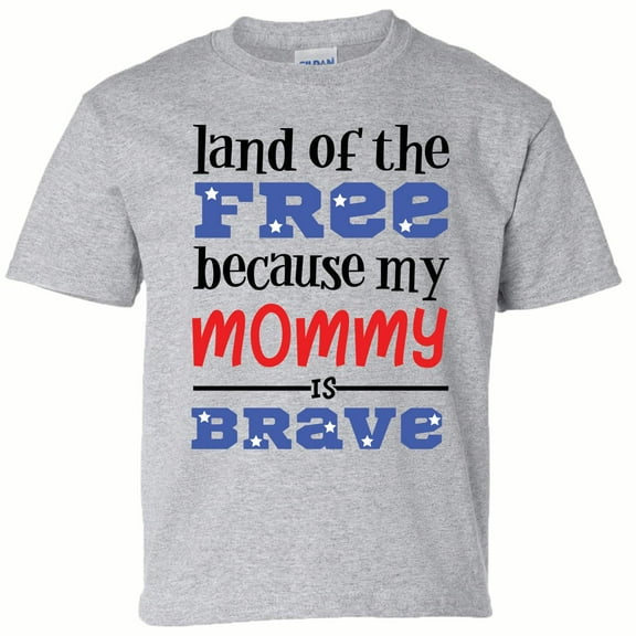 Patriotic Mommy is Brave Youth Short Sleeve T-Shirt-Sports Gray-Small
