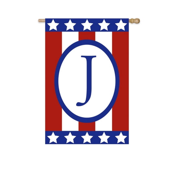 Patriotic Monogram J, Garden Size Flag, App