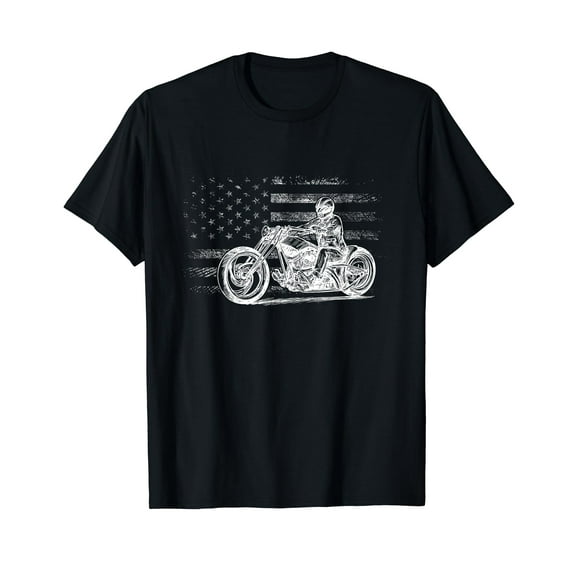 Patriotic Motorcycle Vintage American US Flag Biker Cute T-Shirt Men Women Vintage T-Shirt
