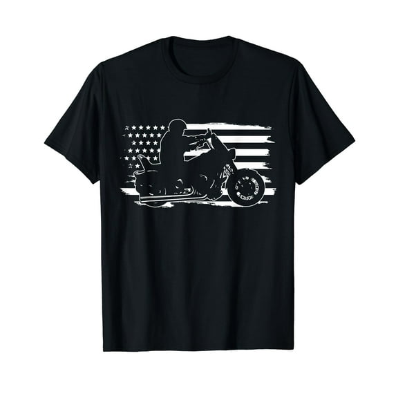Patriotic Motorcycle Vintage American US Flag Biker T-Shirt