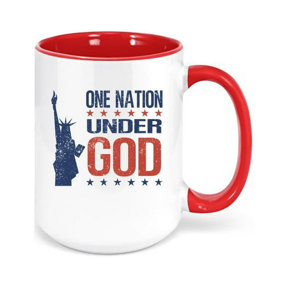 Patriotic Mug, One Nation Under God, Statue of Liberty, Lady Liberty Mug, 4th Of July Cup, America Mug, Patriotic Coffee Cup, USA Cup, Flag, RED