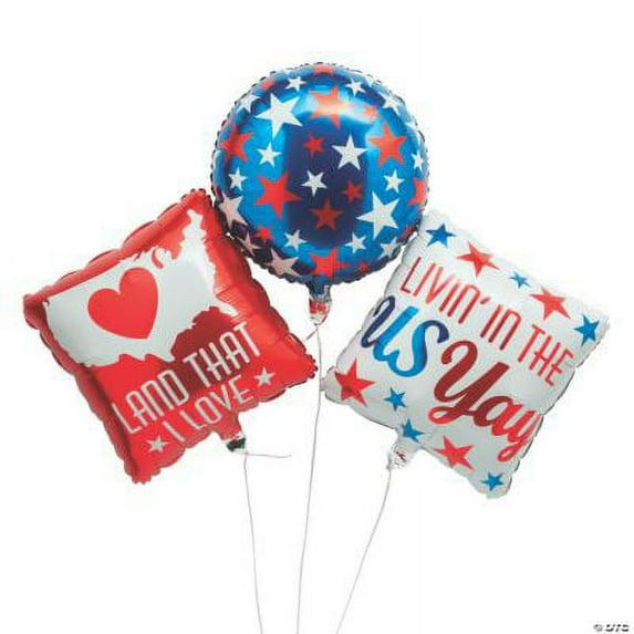 Patriotic Mylar Balloon Set, Fourth of July, Party Decor, 3 Pieces