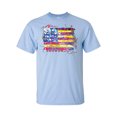 thumbnail image 1 of Patriotic Neon Watercolor American Flag Short Sleeve T-shirt-Light Blue-small, 1 of 4