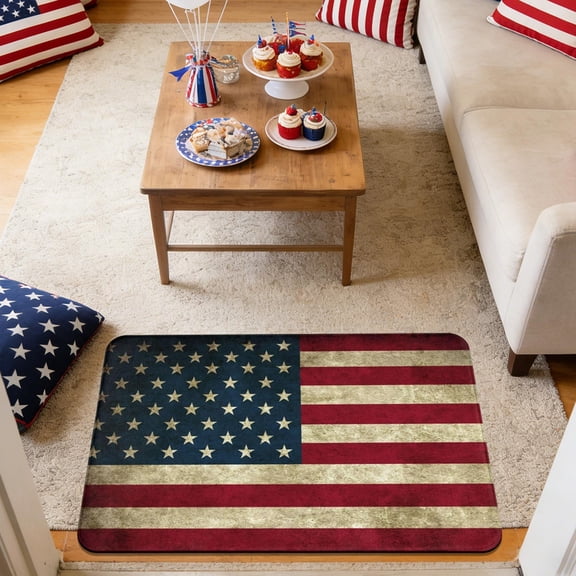 Patriotic Non Slipss Door Mat 4th of July Doormat Independence Day Decorative Liberty Stars Welcome Entrance Rug Mat Non Slip Rubber Backing Outdoor Indoor Entryway Floor Mats Home Festival Decor