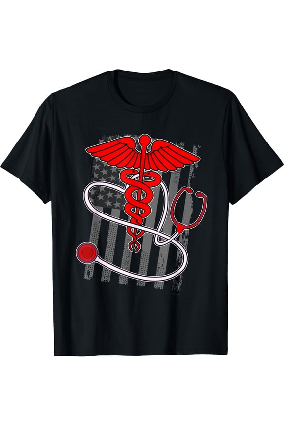 Patriotic Nurse Gift Product Graduating Nursing School RN T-Shirt Black Large