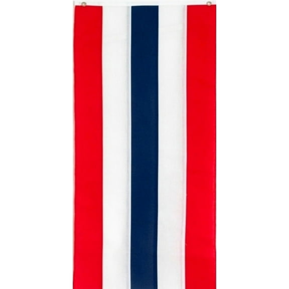Patriotic Nylon Pull Down Banner By Old Glory Bunting. 5 Stripe Red, White and Blue, fully sewn 4th of July Banner - 18" x 12'. Made in America! Free Shipping Available!
