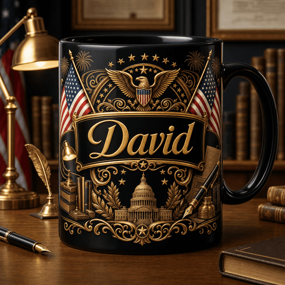 Patriotic Office Mug Custom Name USA 250th Anniversary Ceramic Mug