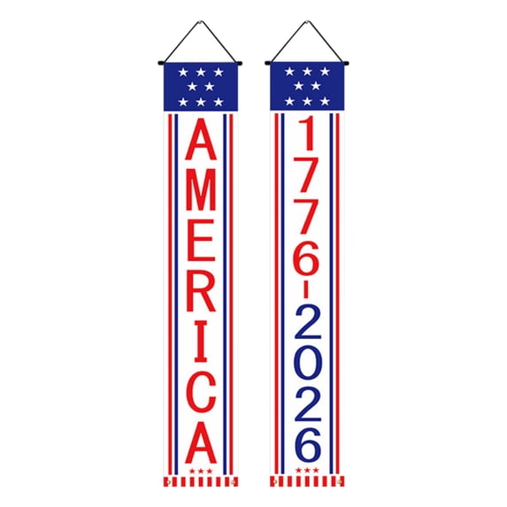 Patriotic Outdoor Decor, Patriotic Decorations Outdoor, 4Th of July Porch Decorations, Fourth of July Door Decorations, 2 Pcs 71X12 Inch 1776-2026 America Hanging Banners for