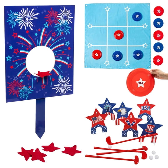 Patriotic Outdoor Game Assortment for 1 to 4 Players - 58 Pc.