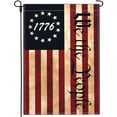 thumbnail image 1 of Patriotic Outdoor Garden Flag with Script Print One Nation Under God Rustic Wood and Star Stripe Design for Home Decor, 1 of 8