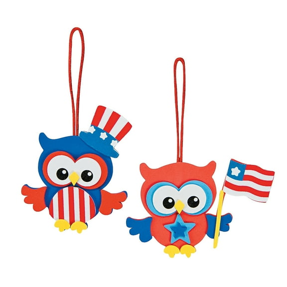 Patriotic Owl Ornament 12 - Craft Kits - 12 Pieces