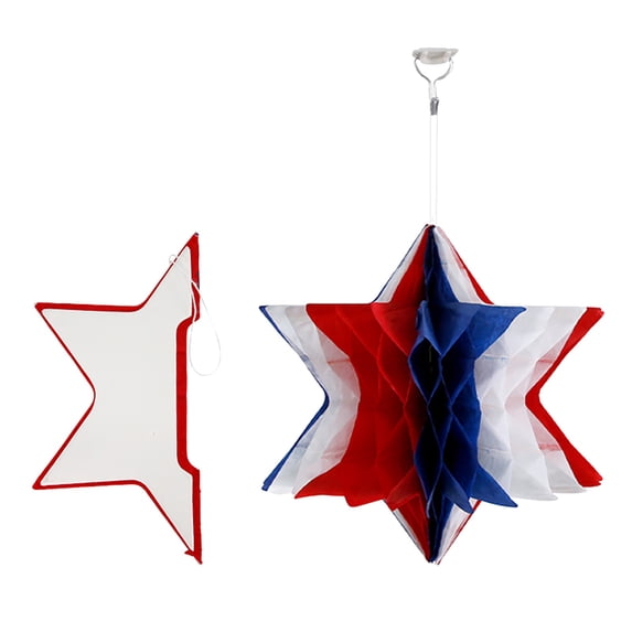 Patriotic Paper Pom Poms & Honeycomb Balls - 4th of July Party Decorations, Red White Blue Tissue Fans for Independence Day, Graduation, Nurse Theme Party, Shake & Hang Decor