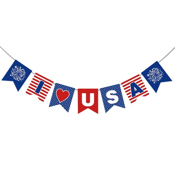 Patriotic Party Banner A, TINGXIN Double Sided, Polyester Banner, Patriotic Yard Decoration for 4Th of July Banner, Patriotic Yard Decor, Independence Day Hanging, Memorial Day Garland
