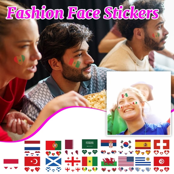 Patriotic Party Favors, Red White and Blue Party Decorations, Patriotic, Waterproof, 2.5X2.5 Inch Korean Flag Face for Adults, Ideal for National Themed Gatherings and Casual