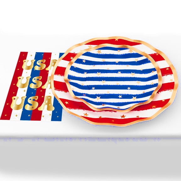 Patriotic Party Paper Dinnerware Plates and Napkins Set