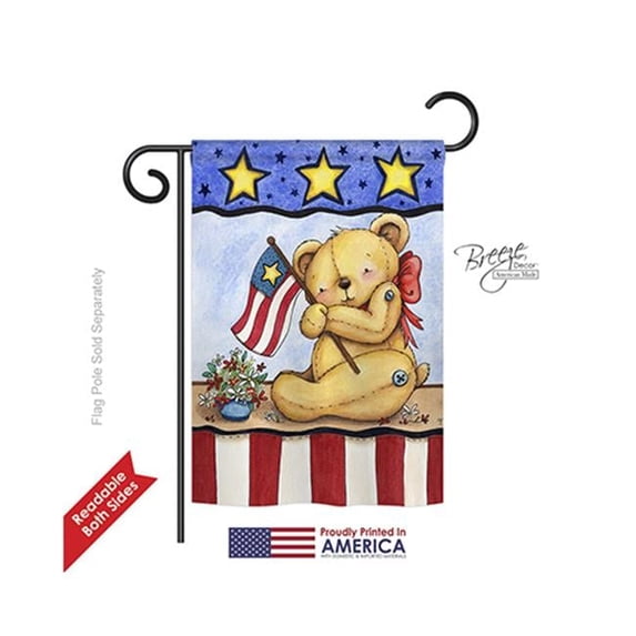 Patriotic Pat Bear 2-Sided Impression Garden Flag - 13 x 18.5 in.