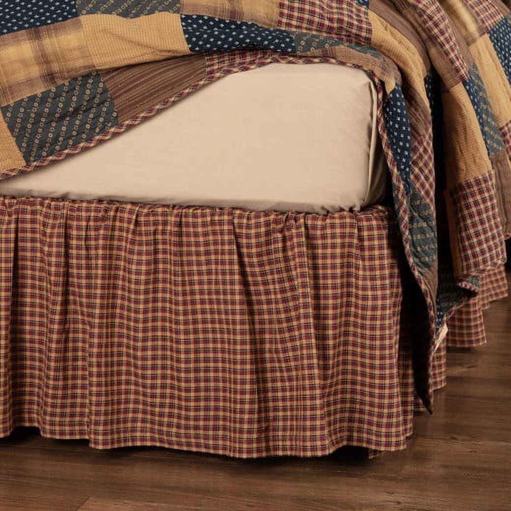 VHC Brands Americana Primitive Patriotic Patch Red Bed Skirt, Queen