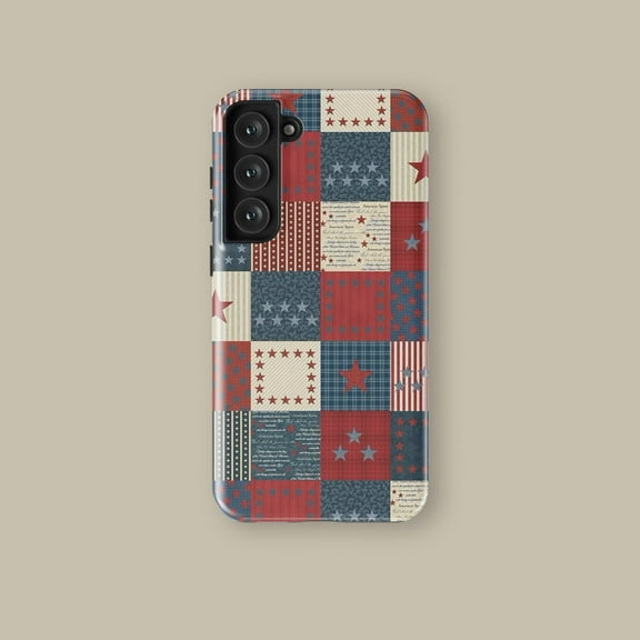 Patriotic Patchwork Flag Case for iPhone Samsung USA July 4