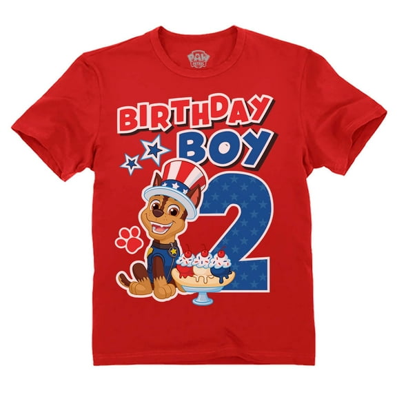 Patriotic Paw Patrol Chase Toddler Boys' 2nd Birthday 4th of July Kids T-Shirt Toddler Kids T-Shirt 4T Red