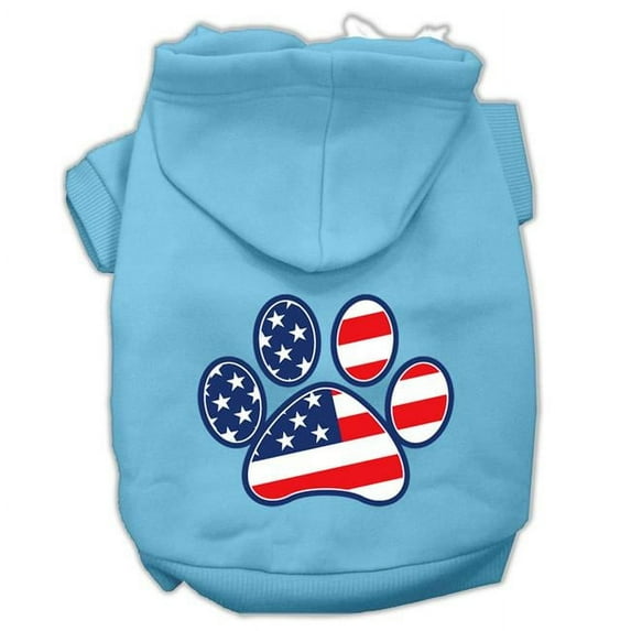 Patriotic Paw Screen Print Pet Hoodie, Baby Blue - 3XL