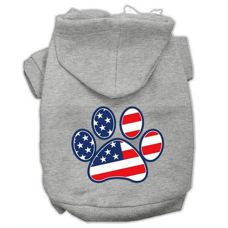 Patriotic Paw Screen Print Pet Hoodie, Grey - Large