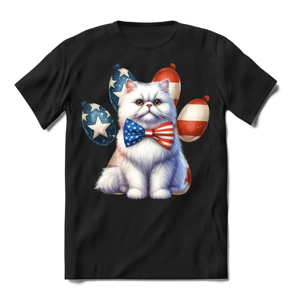 Patriotic Persian 4th of July Independence Paws Shirt T-shirt Unisex Merch Cat Lover Kitten Owner Gifts - 02010