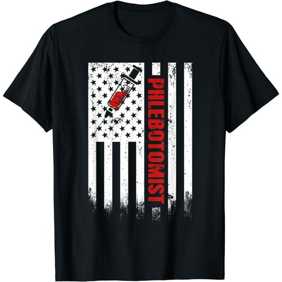 Patriotic Phlebotomist American flag Phlebotomy Technician T-Shirt