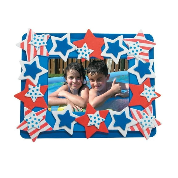 Patriotic Picture Frame Magnet Craft Kit, Craft Kits, Frame, Stationary Craft Kits, Fourth of July, 12 Pieces, Red/White/Blue