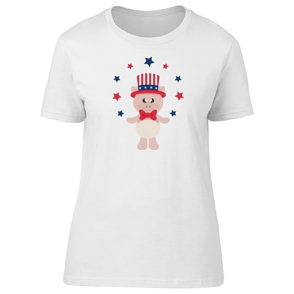 Patriotic Pig And Stars T-Shirt Women -Image by Shutterstock, Female Small