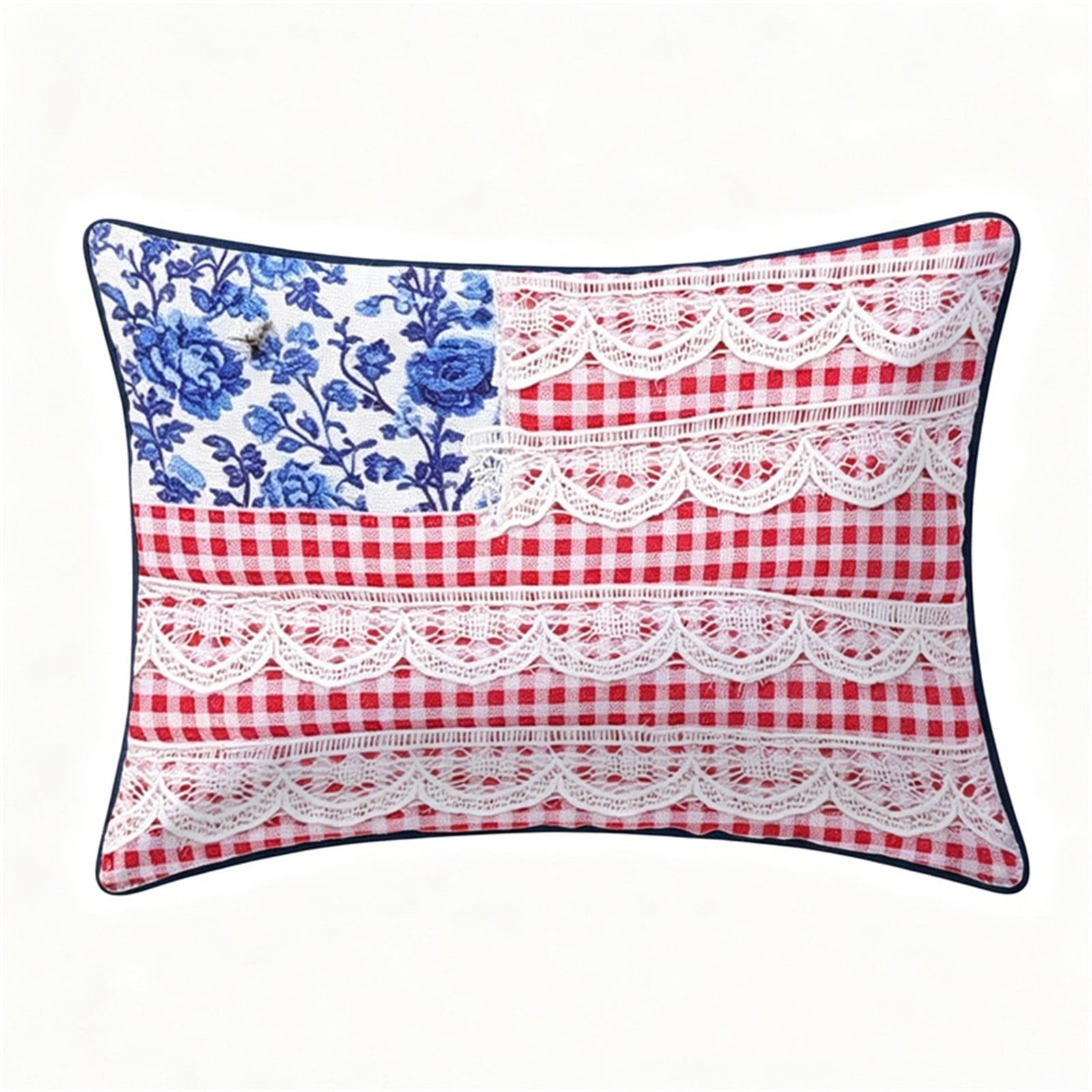 Patriotic Pillow - 9x15in Throw Pillow Cover for 4th of July Patriotic Independence Memorial Day Stripes America Flag Decor Cushion Case for Sofa Couch