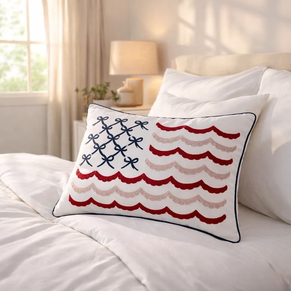 Patriotic Pillow, Comfortable Sleep Pillow with Ergonomic Support, Cooling Pillow for Independence Day Decor, Removable Cover Pillow for Easy Cleaning