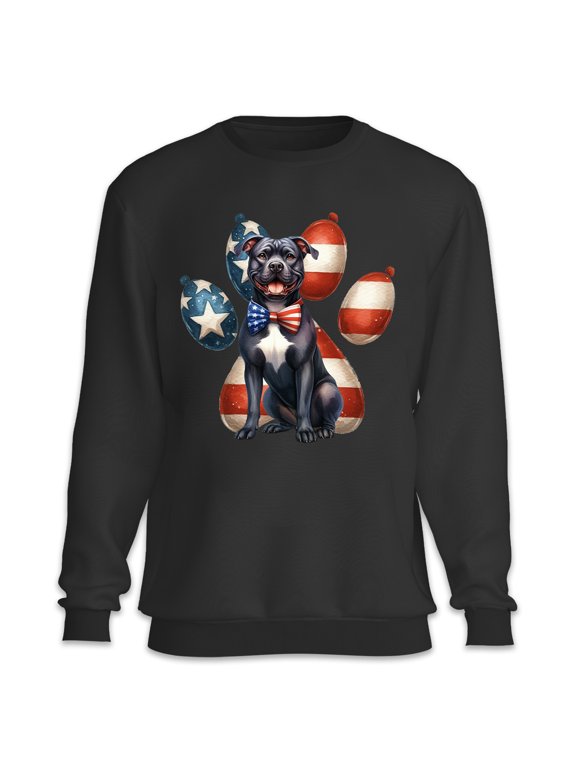Patriotic Pitbull 4th of July Independence Paws Sweatshirt Unisex Merch Terrier Dog Lover - 02010