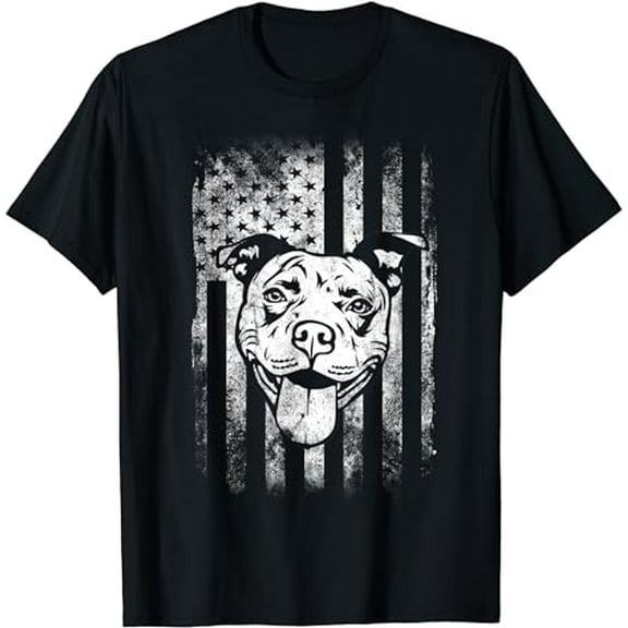 Patriotic Pitbull American Flag Dog Lover T-Shirt
