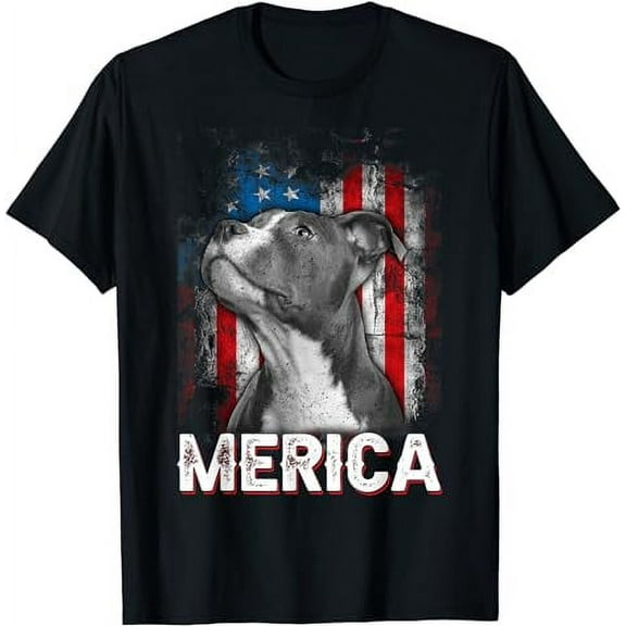 Patriotic Pitbull Vintage American Flag Dog Lover T-Shirt