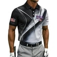 thumbnail image 1 of Patriotic Polo Shirts Men Usa Flag Print V Neck Lapel Collar Short Sleeve Tops Fourth Of July Patriotic Star Regular Fit Daily Wear Tshirts, L, #01 Gray, 1 of 5